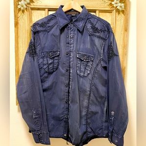 ROAR LS Embroidered Navy Shirt